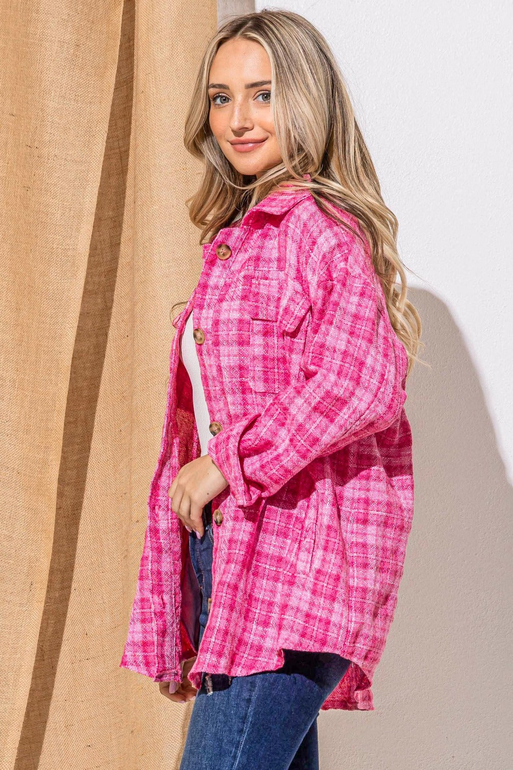 Plaid Power Button Down Shacket