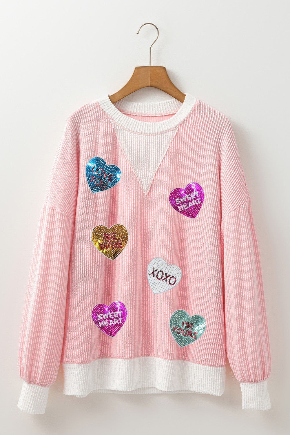 Heart And Soul Sequin Heart Long Sleeve Sweatshirt