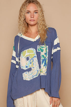 The Journey Ahead Blue V-Neck Hooded Top