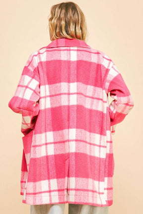 Plaid And Chill Open Front Drop Shoulder Coat