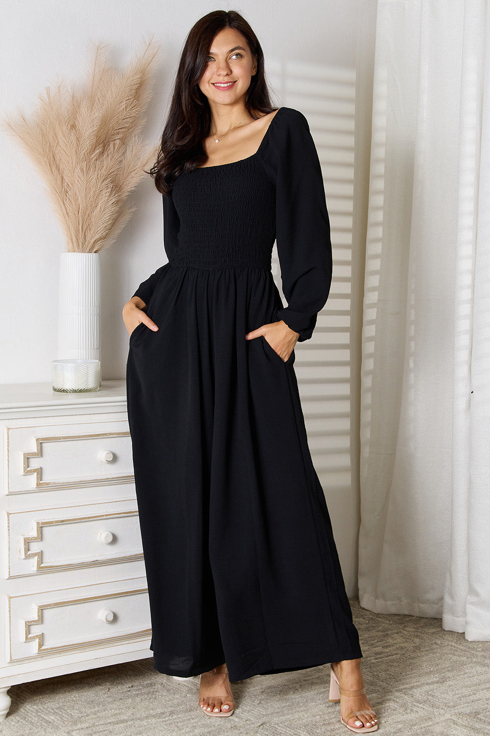 Sooner or Later Square Neck Jumpsuit with Pockets