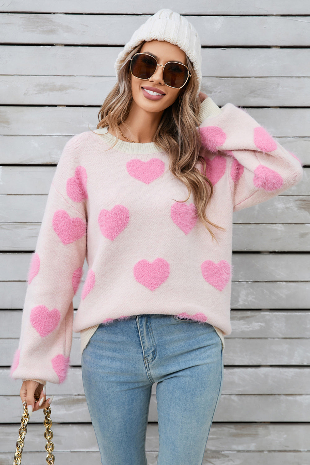 You Make My Heart Skip A Beat Heart Printed Sweater Top (2 Colors)