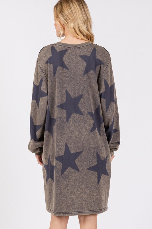 Catch A Star Print Round Neck Dress