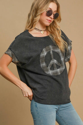 Inner Peace Applique Round Neck French Terry Top