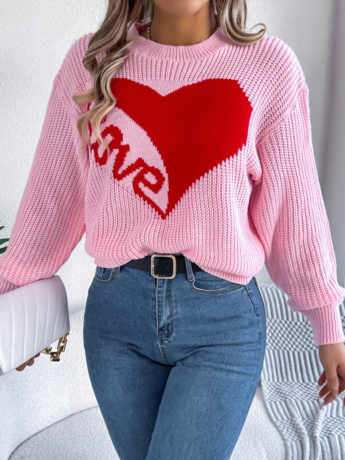 I Love You More Heart Printed Sweater Top (3 Colors)