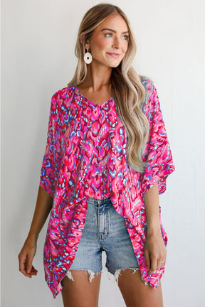 Made You Look Pink Abstract Loose Fit Top