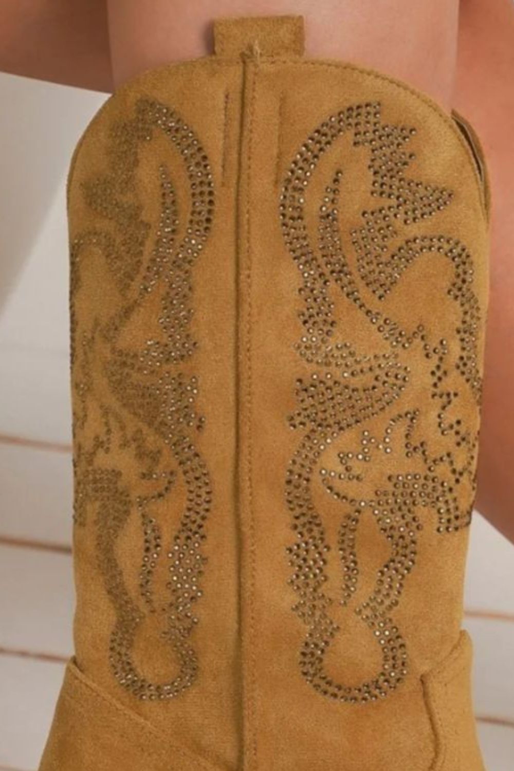 Walk The Walk Camel Rhinestone Detail Point Toe Boots