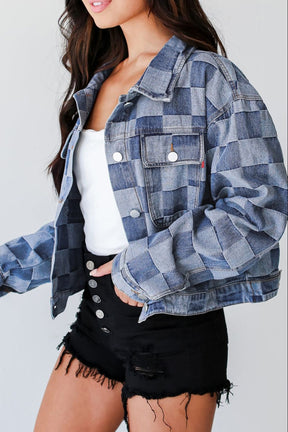 Life In Check Button Up Denim Jacket (2 Colors)