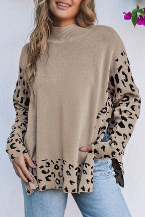 Feeling Sassy And Fierce Khaki Printed Oversized Sweater Top