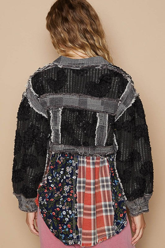 Patch Perfection Crochet Patchwork Dropped Shoulder Jacket