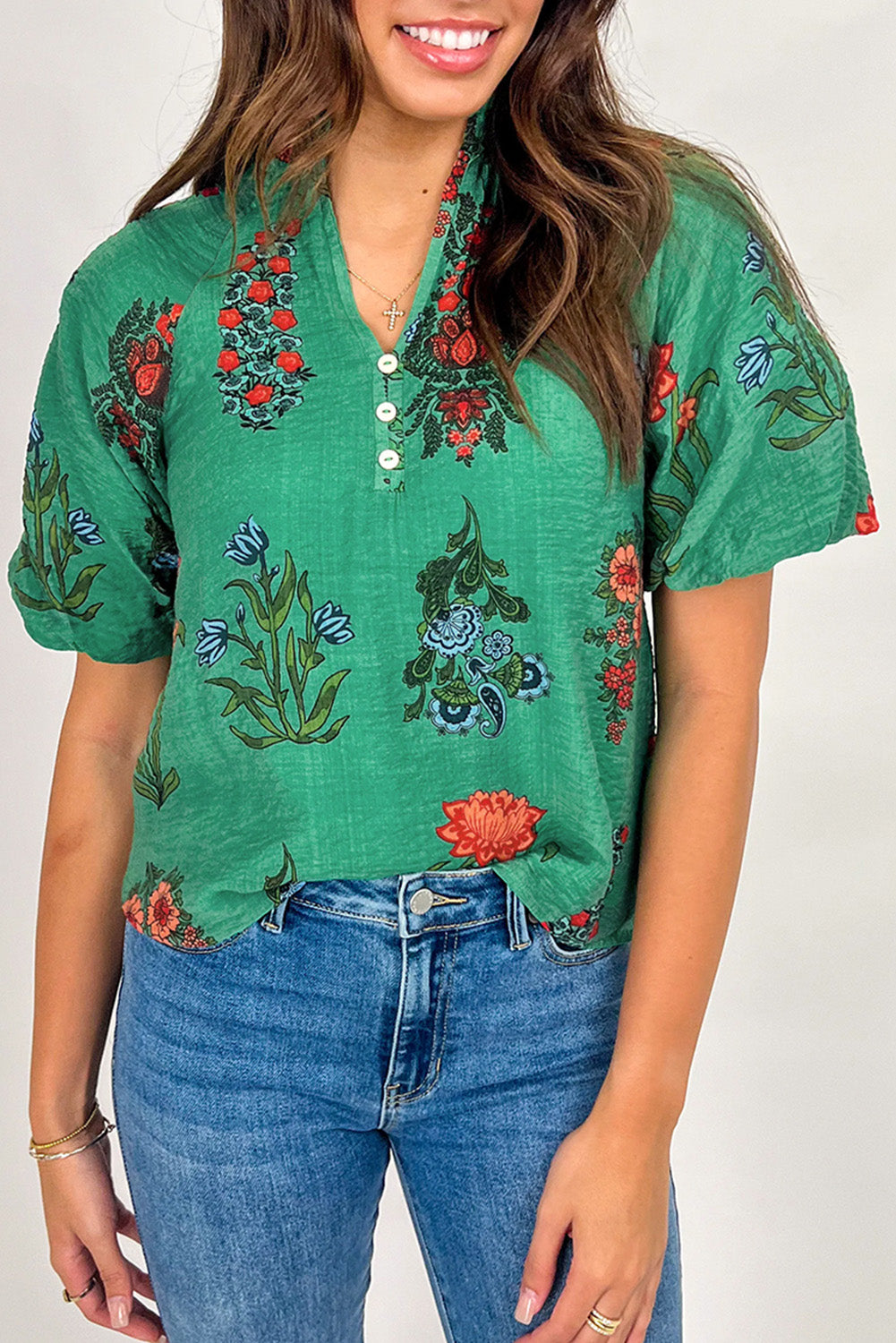 Destined For More Bright Green Floral Print Top