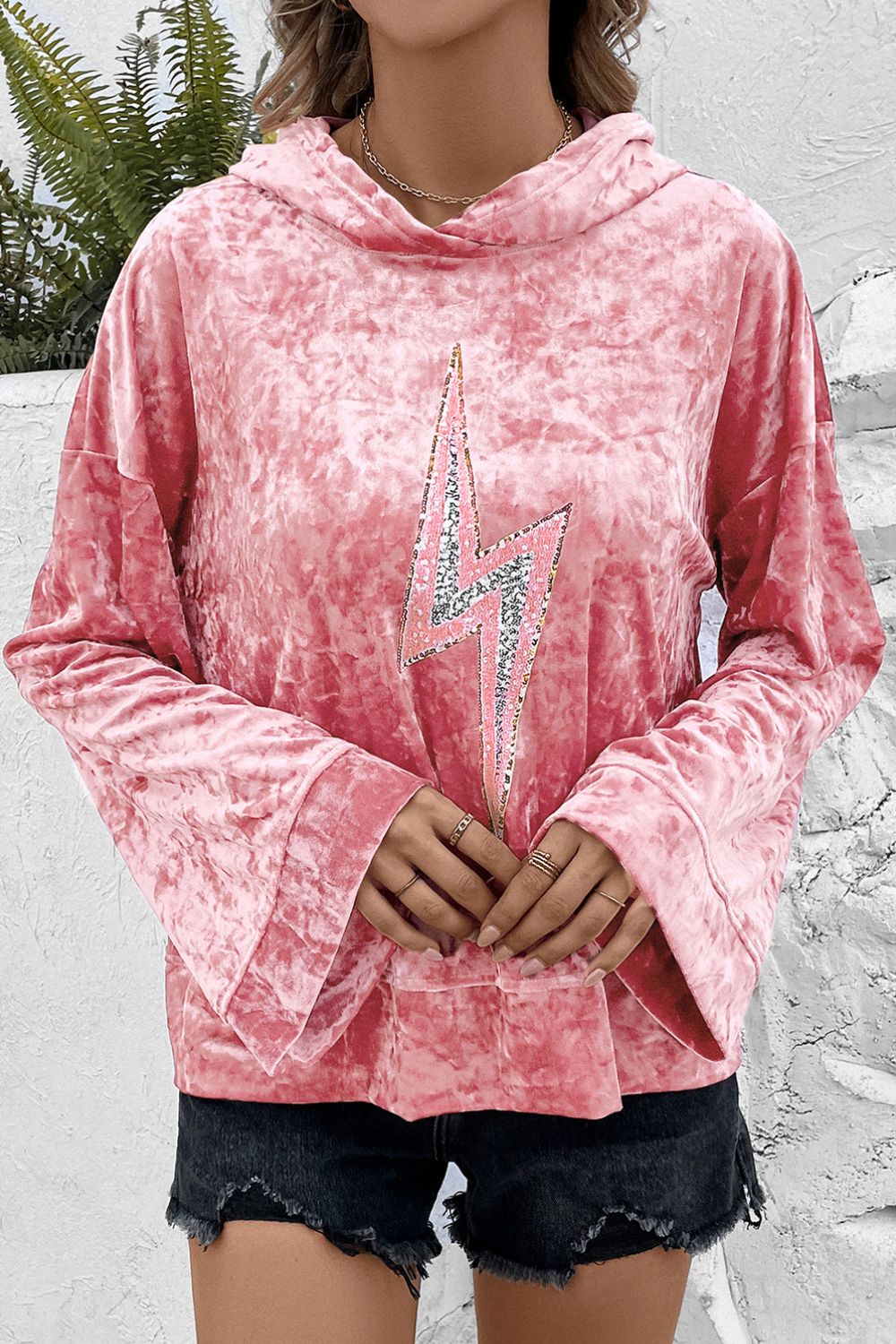 Don't Dull Your Sparkle Thunderbolt Printed Hooded Top