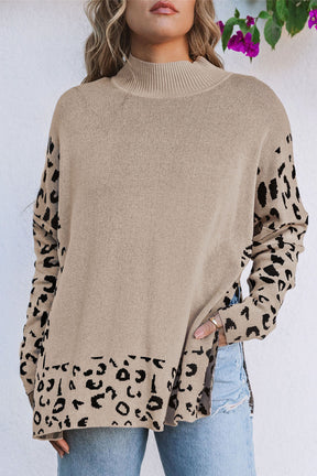 Feeling Sassy And Fierce Khaki Printed Oversized Sweater Top