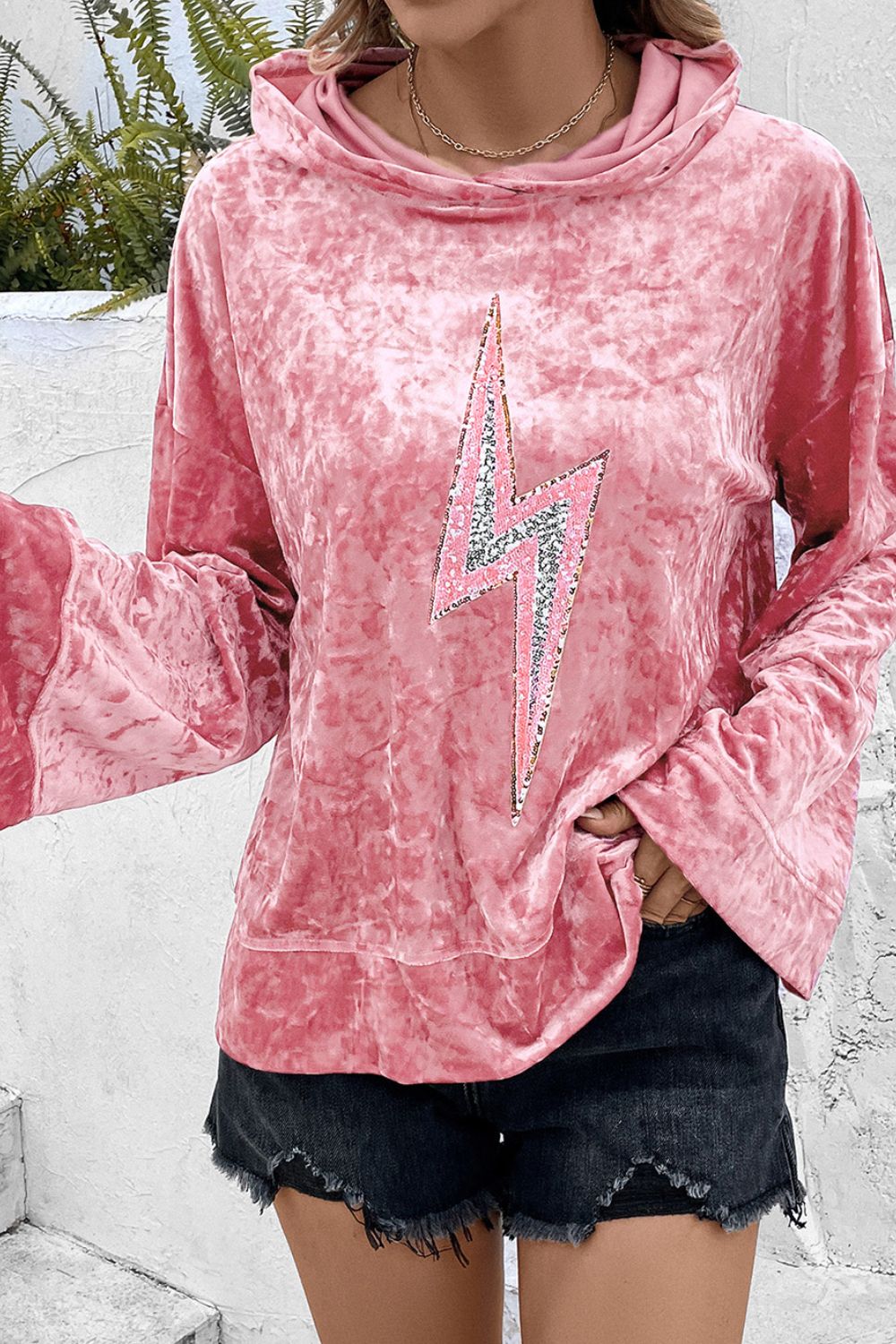 Don't Dull Your Sparkle Thunderbolt Printed Hooded Top