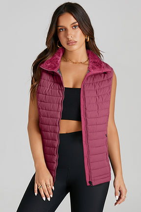 It's the Vest of All Burgundy Zipped Puffer Vest