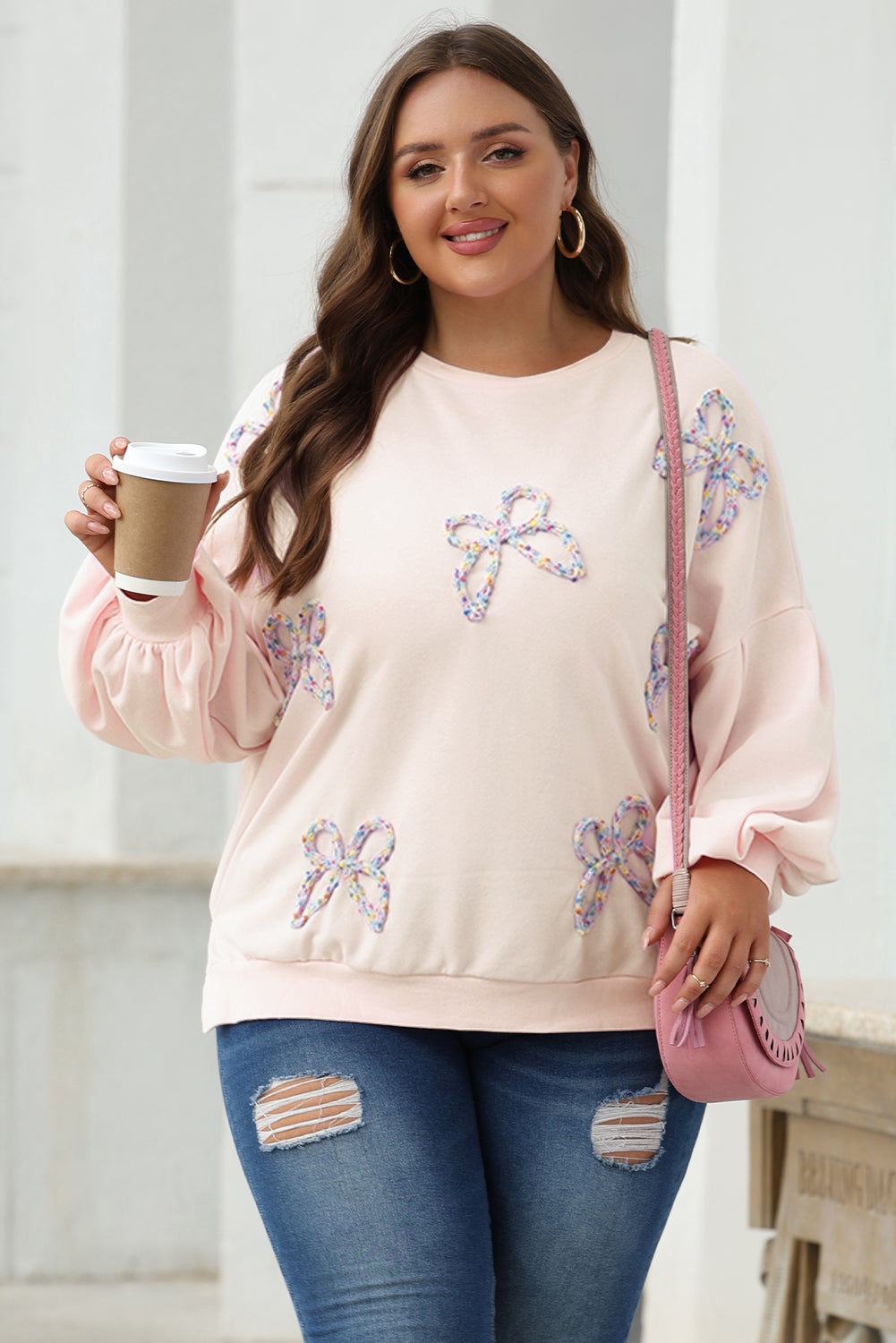 Pretty In Bows Parchment Pullover Sweatshirt