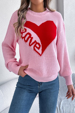 I Love You More Heart Printed Sweater Top (3 Colors)