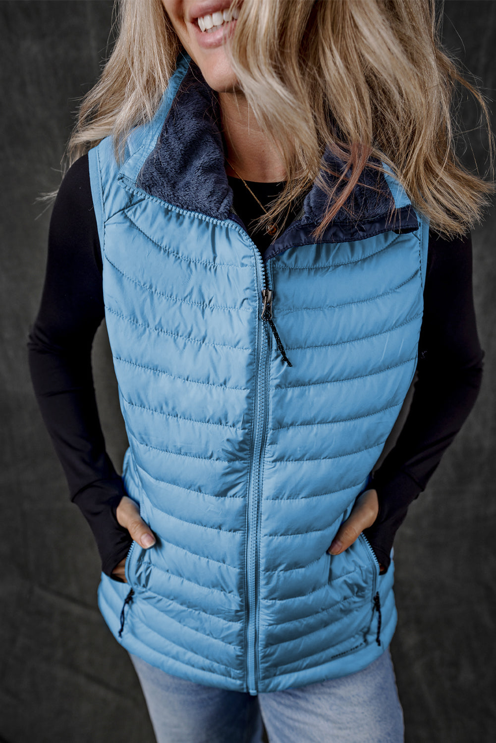 It's the Vest of All Sky Blue Zipped Puffer Vest