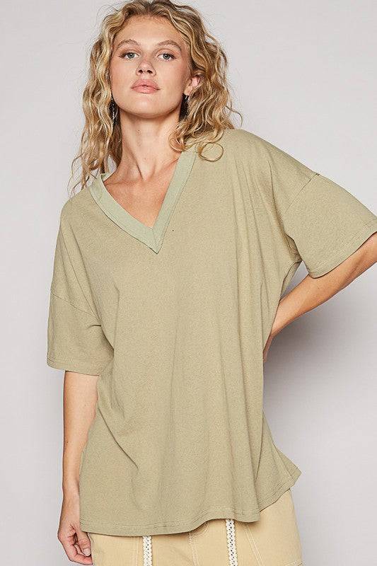 Not Your Basic  V-Neck Half Sleeve T-Shirt