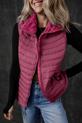 It's the Vest of All Burgundy Zipped Puffer Vest