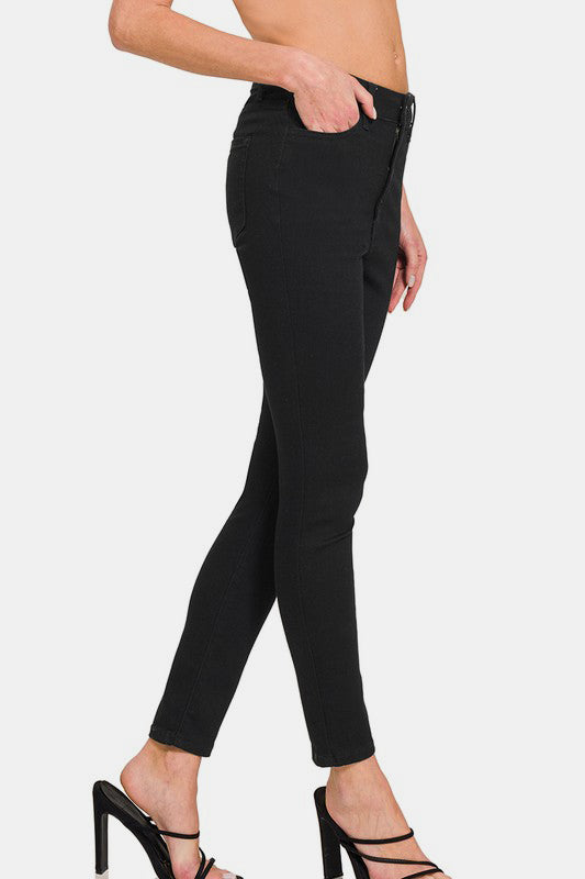 Zoe High Rise Skinny Jeans with Pockets - K1290BK