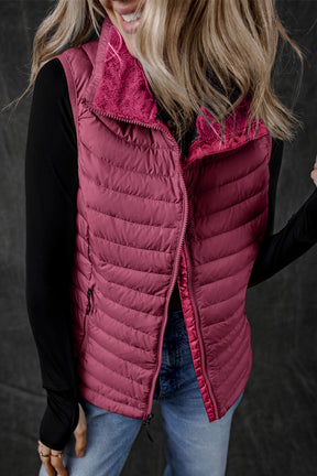 It's the Vest of All Burgundy Zipped Puffer Vest