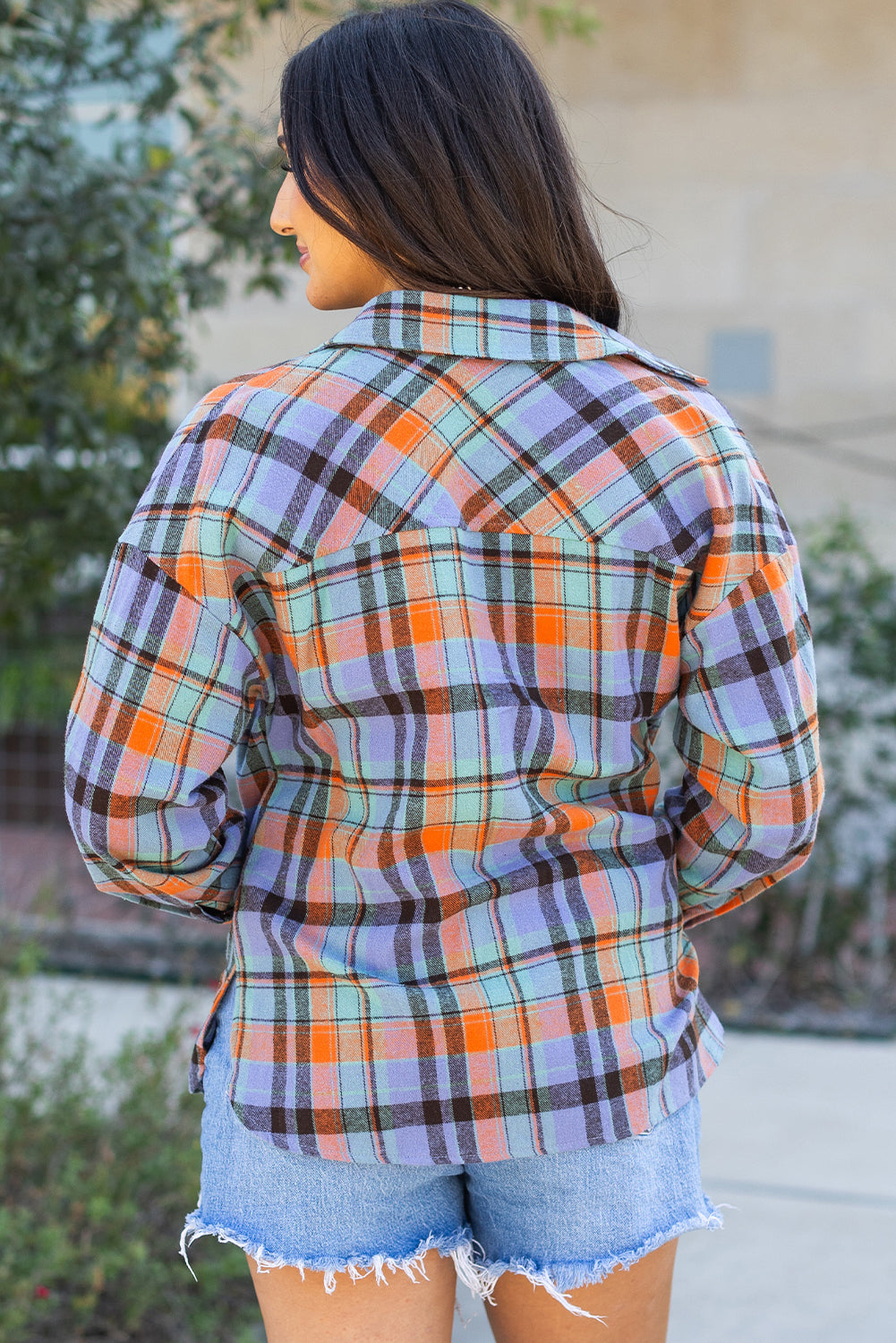 The Seasons Are Changing Orange Plaid Print Loose Vintage Top