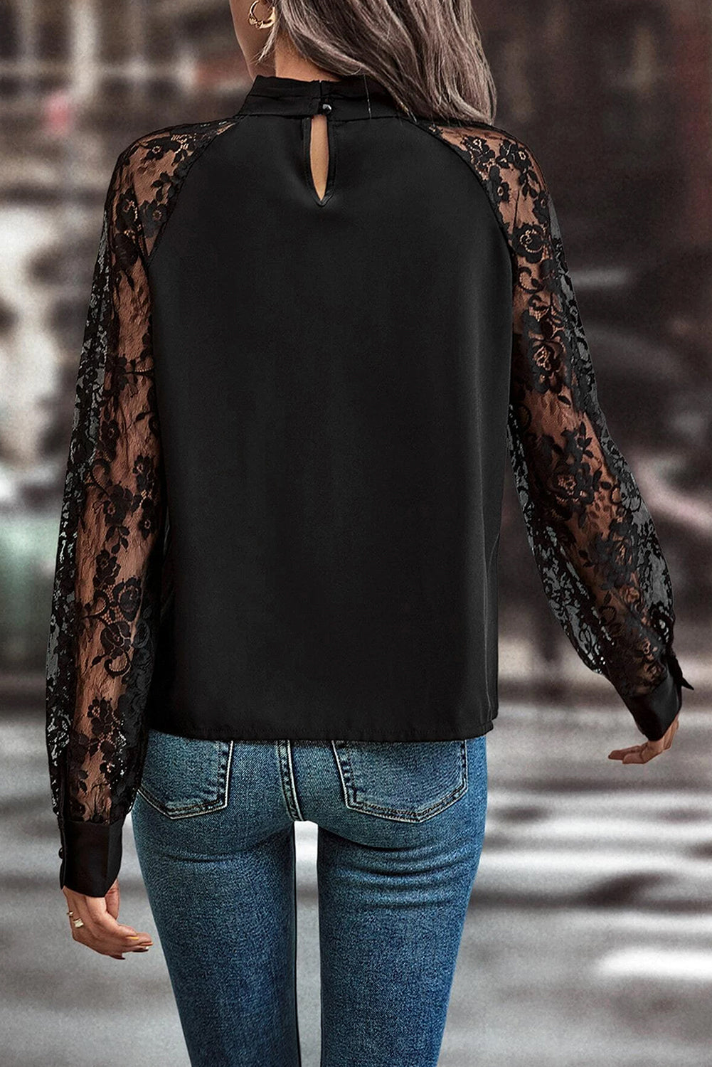 Lace And Poise Keyhole Floral Lace Top