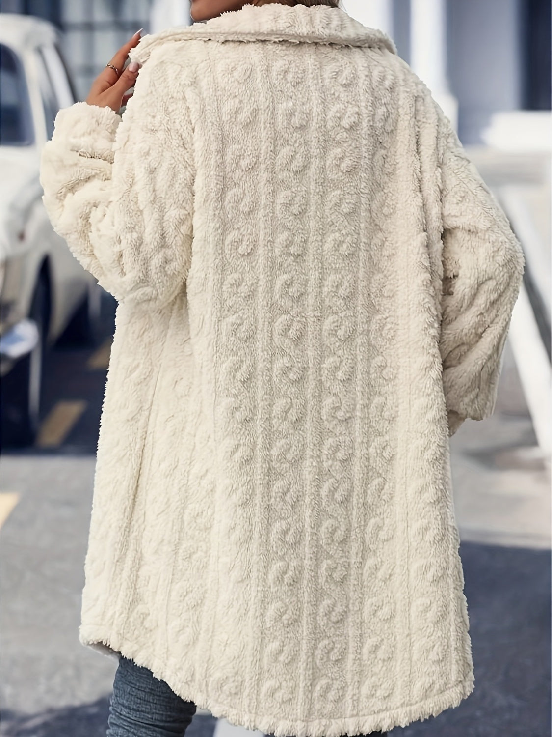 Fuzzy Glow Button Up Coat