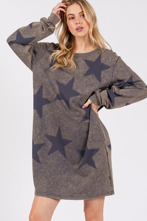 Catch A Star Print Round Neck Dress