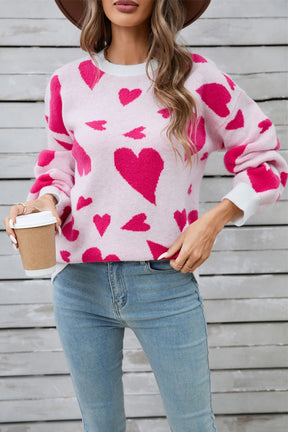 Follow Your Heart Round Neck Long Sleeve Sweater (2 Colors)