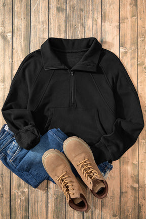 Cozy Retreat Black Zip Up Sweatshirt