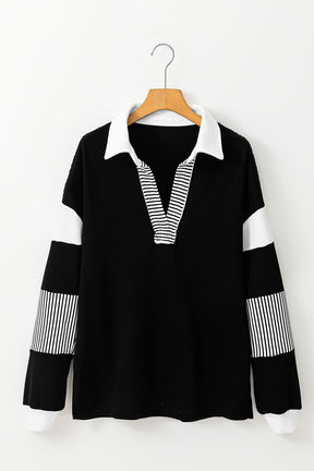 Set On Success Black Striped Sweatshirt Top