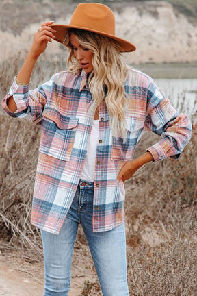 Plaid To The Bone Pink Shacket