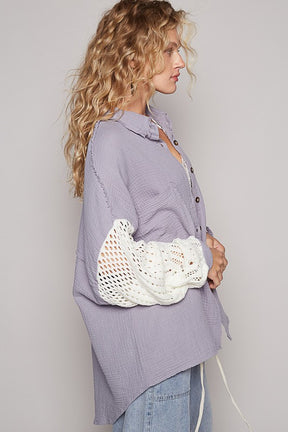 She's A Big Deal Crocheted Sleeves Top