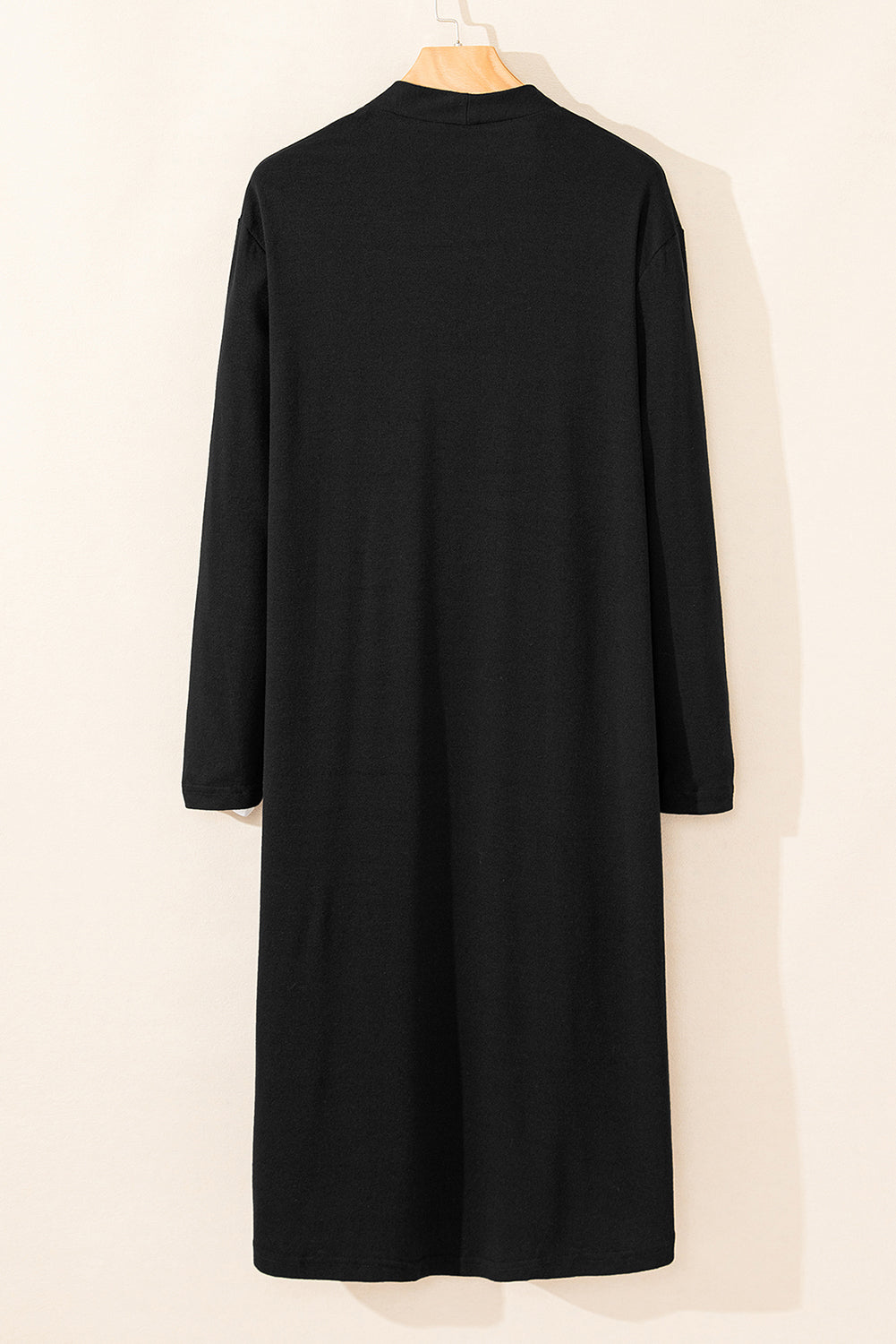 Cardi Chic Black Solid Open Front Cardigan with Pocket