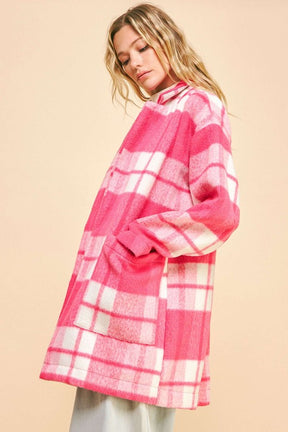 Plaid And Chill Open Front Drop Shoulder Coat