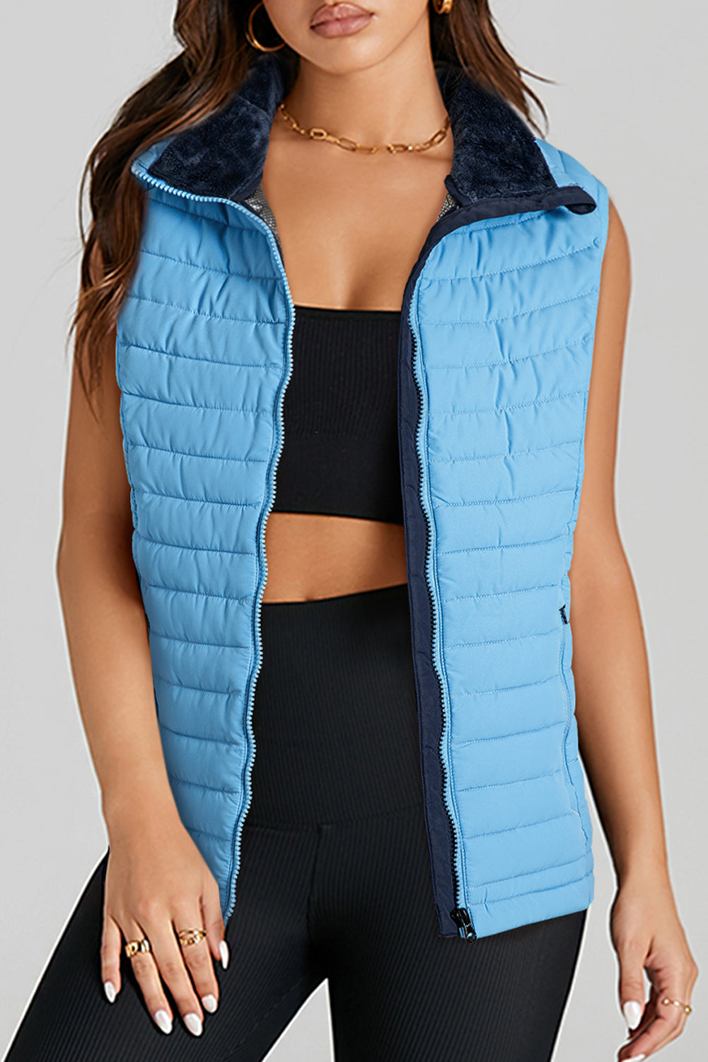 It's the Vest of All Sky Blue Zipped Puffer Vest