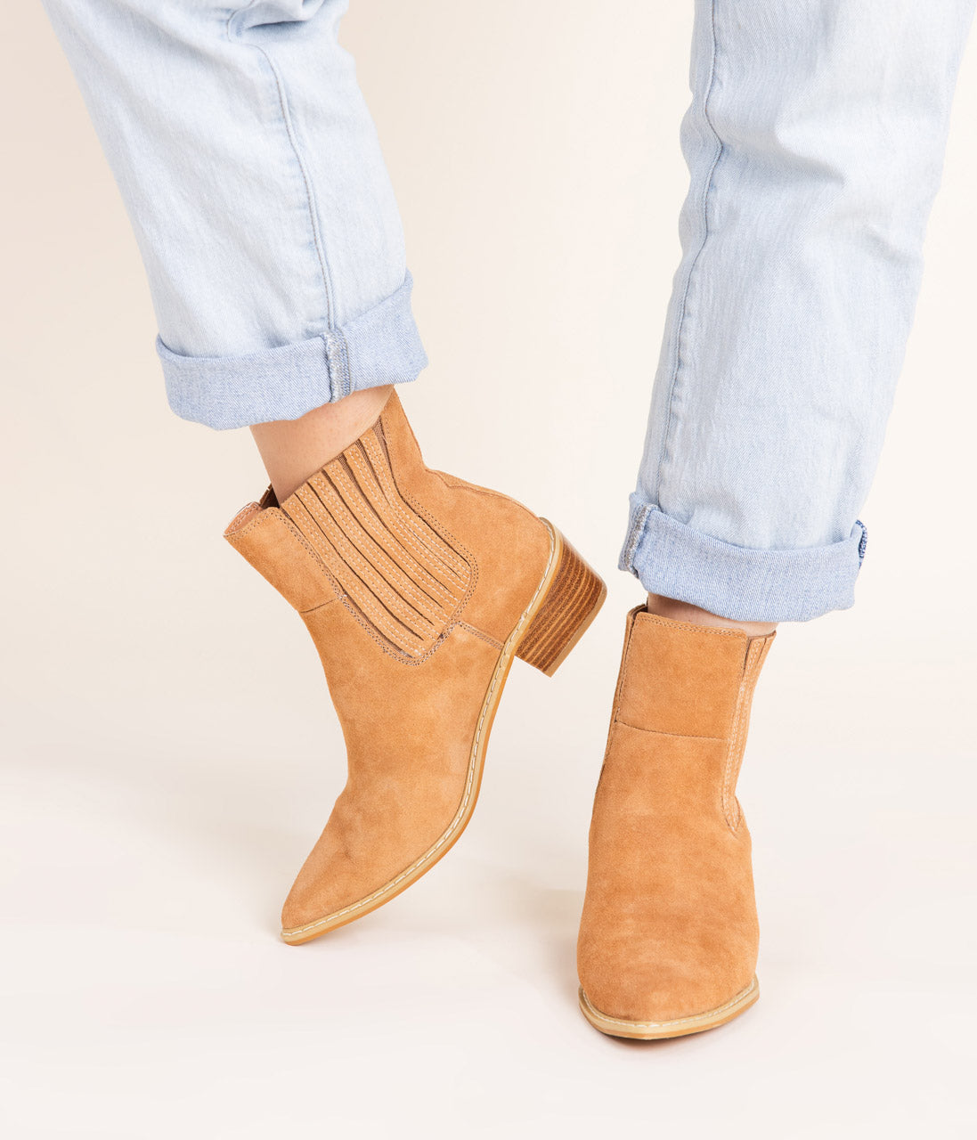 Leonor Suede Ankle Boot in Tan