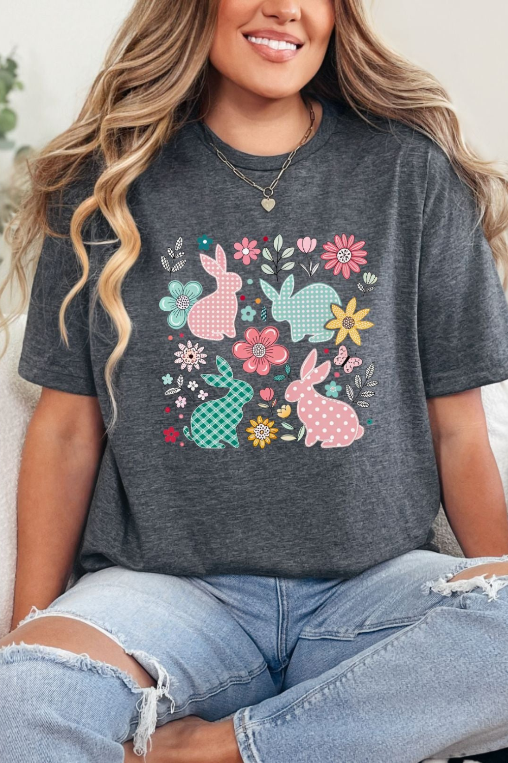 Bunnies and Flowers Graphic Tee