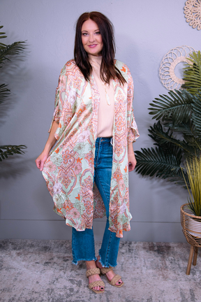 Frilly With Flair Pistachio Kimono with Ruffle Sleeve