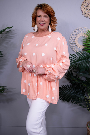 Ain't That A Peach Polka Dot Top - T10912PE