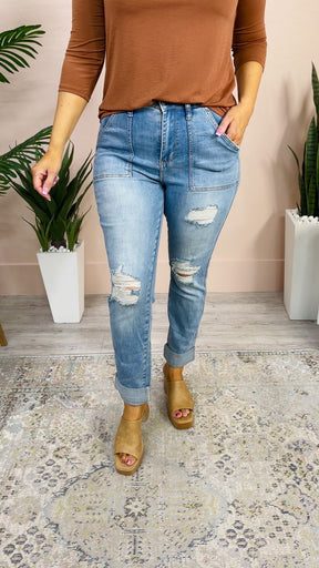 Phoenix Light Denim Distressed/Frayed Jeans - K1208LDN