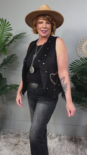 Suede this Way Black Rivet Detail Vest