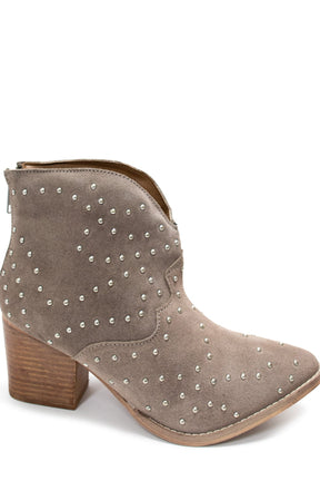 Twilight Studded Heeled Ankle Boot in Taupe