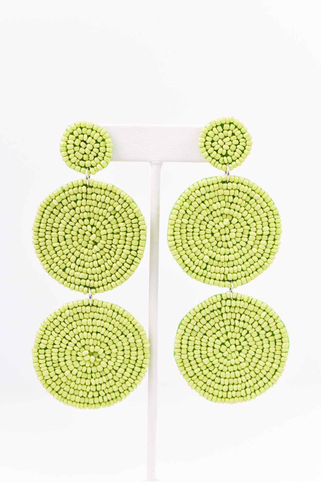 Lime Green 3-Tier Seed Bead Earrings - EAR2107LGN