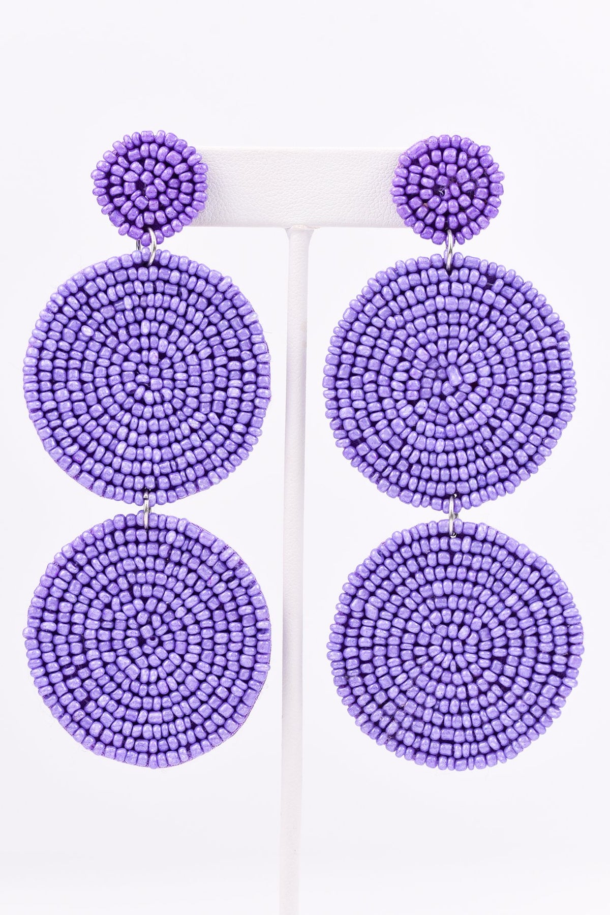 Purple 3-Tier Seed Bead Earrings - EAR2116PU