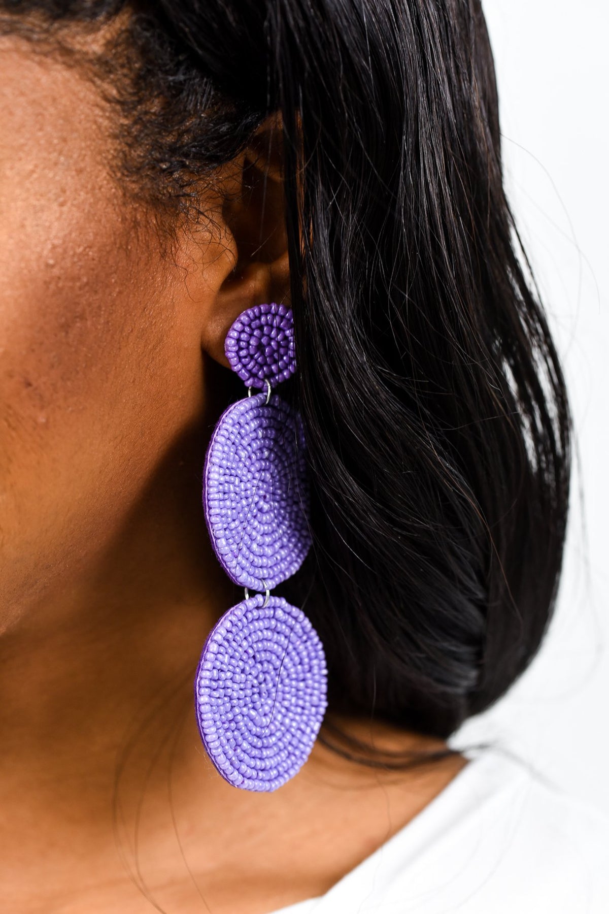 Purple 3-Tier Seed Bead Earrings - EAR2116PU