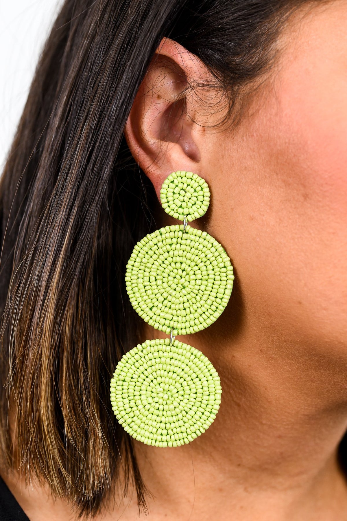 Lime Green 3-Tier Seed Bead Earrings - EAR2107LGN