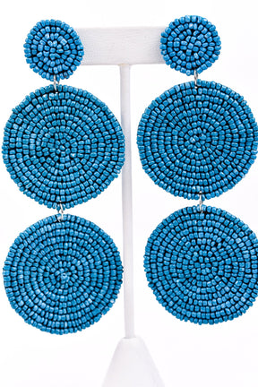 Blue 3-Tier Seed Bead Earrings - EAR2477BL